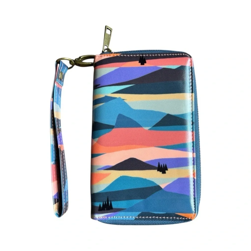 Wander Multicolor Striped Wristlet Clutch - Blue, Purple, Pink, Teal NWOT